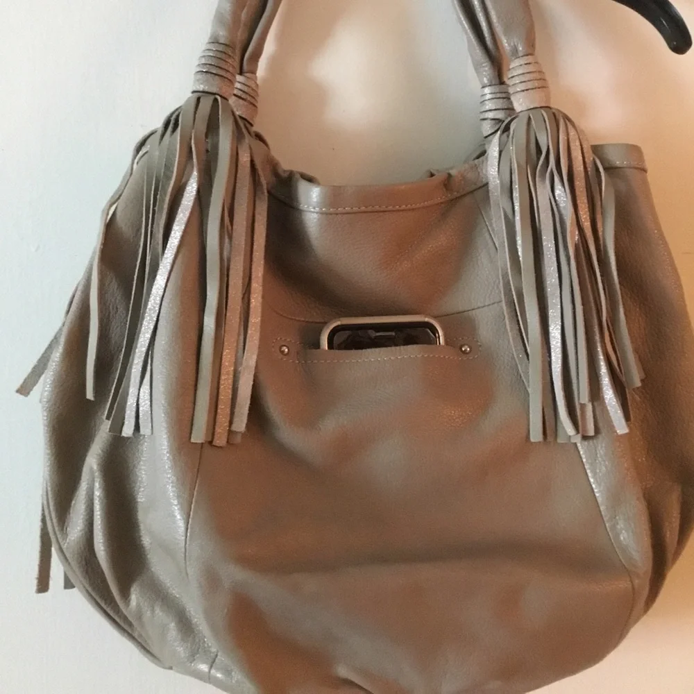 B Markowsky taupe fringed leather bag - Picture 2 of 9